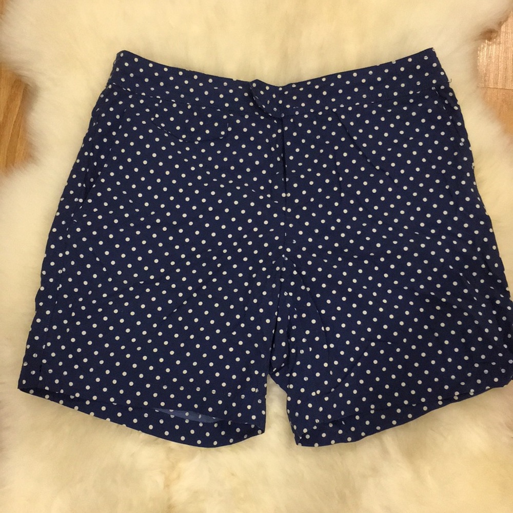 J. Crew polka dot navy swim trunks 7” inseam
